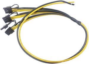 1 to 3 6+2 Pin 8Pin Mining Power Supply Cable Cord 12AWG 18AWG GPU Graphics Video Card for ETH BTC Bitcoin Miner (No pressure terminal)
(70cm)
