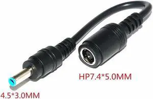 7.4x5.0mm To 4.5x3.0mm Tip DC Power Adapter Charger Connector for H-P Laptop Stream Spectre Pavilion Envy Elitebook Split Chrome(Straight)