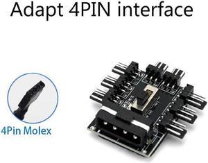 Fan Hub 1 To 8 3Pin Pwm Sata Molex Splitter PC Mining Cable 12V Power Suppply Cooler Cooling Speed Controller 4PIN/SATA Adapter(4PIN)