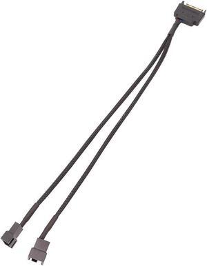 Black Sleeved 30cm Cooler Cooling Fan Splitter Power Cable 12V 4-Pin To 6 Port 3Pin/4Pin Connector for Molex IDE Computer PC DIY(1 in 2)