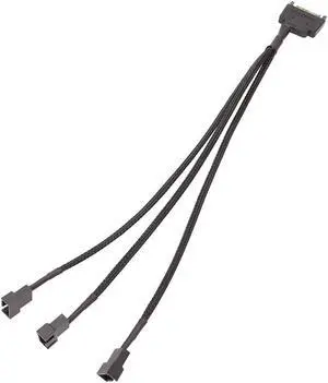 Black Sleeved 30cm Cooler Cooling Fan Splitter Power Cable 12V 4-Pin To 6 Port 3Pin/4Pin Connector for Molex IDE Computer PC DIY(1 in 3)