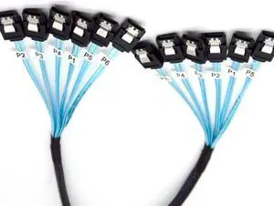 2 Kinds SATA III Cable 12Gbps 7pin Female Straight To Straight Angle Female Data Cable with Locking Latch 0.5m 1m Blue(6sata-0.5M)