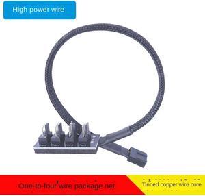 PWM Fan Hub, PC CPU Cooling 4 PIN Fan Power Cable Hub Splitter Adapter Desktop Computer Cooler Case Fans 1 To4 Way(1to4)