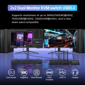 ,2x2 Dual Monitor KVM Switch USB3.0 EDID 4K@60Hz HDMI KVM Switch 2 Monitor 2 Computers ,2x2 Dual Monitor KVM Switch USB3.0 EDID 4K@60Hz HDMI KVM Switch 2 Monitor 2 Computers
