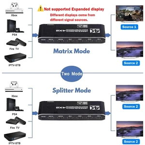 with EU Plug,4K 60Hz HDMI Matrix 4x2 with Optical & 3.5mm Stereo Audio Out HDMI Matrix Switcher Splitter 4 in 2 Out with Extractor for PC TV with EU Plug,4K 60Hz HDMI Matrix 4x2 with Optical & 3.5mm Stereo Audio Out HDMI Matrix Switcher Splitter 4 in 2 Out with Extractor for PC TV