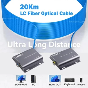 TX and RX,1080P 20Km HDMI KVM Extender over LC Fiber Cable HDMI KVM to Fiber Extender with Loop-out Support Mouse Keyboard for PC NVR TV TX and RX,1080P 20Km HDMI KVM Extender over LC Fiber Cable HDMI KVM to Fiber Extender with Loop-out Support Mouse Keyboard for PC NVR TV