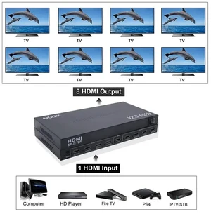 4K 60Hz 1X8,8 Port HDMI Splitter 4K 60Hz HDMI 2.0 Splitter 1 in 8 out Ultra HD Video Distributor Copy Screen Display for PC DVR Monitor TV 4K 60Hz 1X8,8 Port HDMI Splitter 4K 60Hz HDMI 2.0 Splitter 1 in 8 out Ultra HD Video Distributor Copy Screen Display for PC DVR Monitor TV