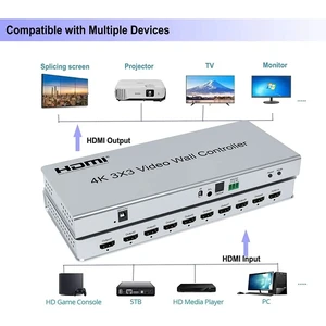 ,4K Video Wall Controller 3x3 HDMI Video Image Processor 3x3 3x2 2x2 3x1 1x4 9-Screen Splicing with Audio Output for 9 TV Splicer ,4K Video Wall Controller 3x3 HDMI Video Image Processor 3x3 3x2 2x2 3x1 1x4 9-Screen Splicing with Audio Output for 9 TV Splicer