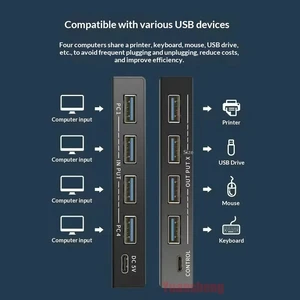 USB2.0,USB3.0 4 In 4 Out KVM Switch Shared Controller Hub Adapter USB2.0 Printer Splitter Switcher for PC Laptop Keyboard Mouse Monitor USB2.0,USB3.0 4 In 4 Out KVM Switch Shared Controller Hub Adapter USB2.0 Printer Splitter Switcher for PC Laptop Keyboard Mouse Monitor