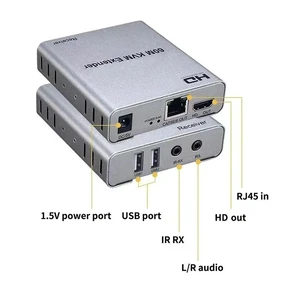 EU Plug,60M KVM HDMI-compatible Extender Video Transmitter Receiver By Ethernet RJ45 CAT5e Cat6 Cable Support Keyboard Mouse EU Plug,60M KVM HDMI-compatible Extender Video Transmitter Receiver By Ethernet RJ45 CAT5e Cat6 Cable Support Keyboard Mouse