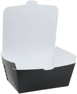 Pactiv 66 oz OneBox Take Out Container with Perforated Lid, Black, 6.5" x 4.5" x 3.25" | 160 per Case