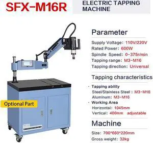 USA Stock Universal 360° Electric Arm Tapping Drilling Machine Flexible Arm Tapping M3-M16 with ISO Tapping Collect Chucks