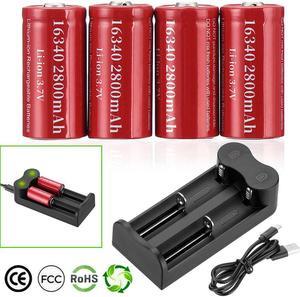 4PCS CR123A 2800mAh Rechargeable Batteries 16340 Battery 3.7V Li-ion + 1xCharger