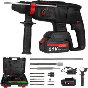 3/8"Cordless Rotary Hammer Drill SDS-Plus 1200W Electric Power w/ Battery  Bits