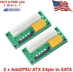 2 Add2PSU ATX 24Pin to SATA Dual Power Supply Adapter Cable Card ETH ZEC