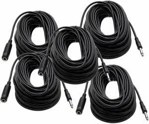 5 Pack 25FT Mono 1/4" 6.35mm TS Male to Female Guitar Audio Extension Cable Lot