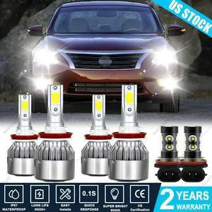 For 2007-2018 Nissan Altima Led Headlight Hi/LoW+Fog light bulbs Combo Kit White
