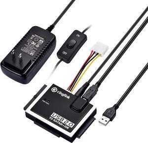 Hard Drive Reader IDE SATA PATA USB 2.0 for Hard Drive Disk HDD 2.5 3.5 with External AC Power Adapter
