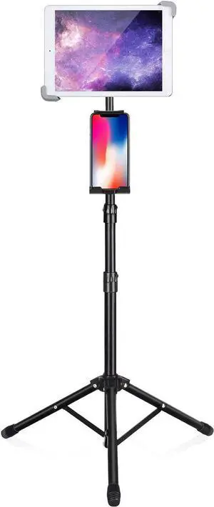 elitehood iPad Tripod Stand, 65-inch Height Adjustable iPad Stand Holder & iPad Floor Stand with 360° Rotating iPad Tripod Mount for iPad, iPad Air, iPad Pro 12.9 11 and All 4-14.5 Inch Tablets