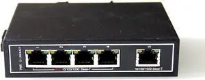 WIWAV WDH-5GT-POE 10/100/1000Mbps Unmanaged 5-Port PoE Industrial Ethernet Switches with DIN Rail/Wall-Mount (Fanless-30??~75??)