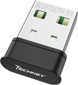 USB Bluetooth Adapter for PC Receiver - Techkey Mini Bluetooth 5.0 EDR Dongle transmitter for Computer Desktop Transfer for Laptop Bluetooth Headset Speaker Keyboard Mouse Printer Windows11/10/8.1/8/7