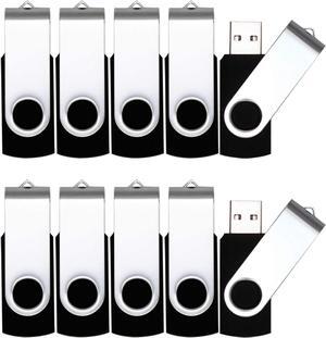 USB Flash Drive 4GB 10 Pack USB 2.0 Thumb Drive Jump Drive Bulk Memory Sticks Zip Drives Swivel Keychain Design 10 Pieces Black