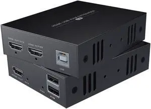 HDMI KVM USB Extender 1080P Over Cat5e/6 Ethernet Cable 50m (164ft) for Mouse and Keyboard Control Remote Signals