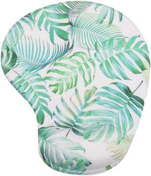 Comidox Ergonomic Mousepad with Wrist Support Silicone Gel Wrist Rest Non-Slip Rubber Base Design Protect Your Wrists and De-Clutter Your Desk(Tropical Green Leaf