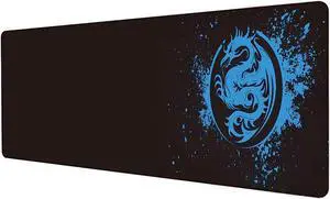 Extended Mouse Pad Anime Dragon Large Gaming Mouse Pad- 31.5x12inch Computer Keyboard Mouse Mat Mousepad Rubber Base and Stitched Edges for Game Players (Blue)