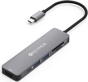 USB C Hub Multiport Adapter - KEYMOX 6 in 1 USB C Dongle with 2 USB-A, 100W PD Charging, 4K HDMI, SD/TF Card Reader Compatible with MacBook Pro/Air, iPad Pro and USB-C Devices