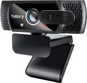 Nulaxy USB Webcam with Microphone, HD 1080p Webcam with Privacy Cover for Laptop PC Desktop, HD Light Correction, Web Camera for Video Calling, Online Classes, Skype, Zoom, FaceTime, Smart TV