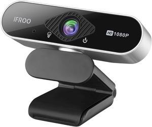 IFROO FHD 1080P Webcam with Microphone,No fisheye Wide-Angle for Desktop Laptop Computer Web Camera,USB Plug and Play,Compatible Skype Zoom YouTube Windows/Mac OS,for Live Streaming,Recording,Gaming