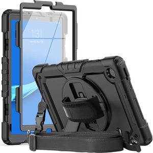 Case for Lenovo Tab M10 Plus 10.3 Inch TB-X606F/TB-X606X with Screen Protector Pen Holder |  Lenovo Tab M10 FHD Plus Case 2020 with 360 Rotating Kickstand Hand Grip Shoulder Strap | Black