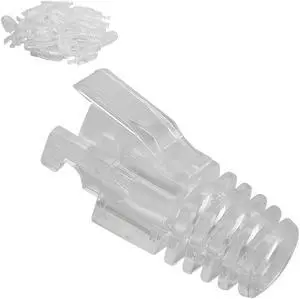BUCIER 100 Pcs RJ45 CAT6 Strain Relief Boots Connector for Standard CAT6 CAT6A Ethernet Cable LAN Cable Connector Boot Cover for Various Diameter LAN Cable-Clear