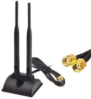Vszerda WiFi Antenna with RP-SMA Male Connector, 2.4GHz 5GHz Dual Band Antenna Magnetic Base with Extension Cable for PCI-E WiFi Network Card USB WiFi Adapter Wireless Router Mobile Hotspot