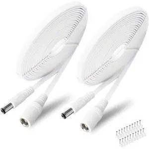 2 Pack 10FT DC Power Extension Cable 5.5mm x 2.1mm12v DC Extension Cord Power Adapter for CCTV Security Camera Surveillance IP Camera,LED Strip,24v 12 Volt Male to Female Plug Flat Cable 2 Pack 10FT DC Power Extension Cable 5.5mm x 2.1mm12v DC Extension Cord Power Adapter for CCTV Security Camera Surveillance IP Camera,LED Strip,24v 12 Volt Male to Female Plug Flat Cable