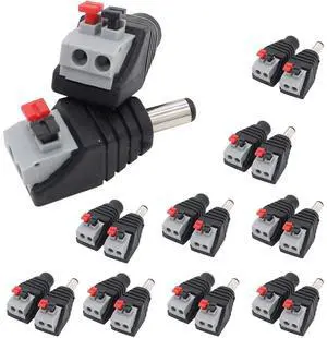 DC Power Connector Plug 10 Pairs Male and Female DC Connector 5.5mm x 2.1mm Power Jack Plug Adapter Socket for CCTV Camera and Led Strip DC Power Connector Plug 10 Pairs Male and Female DC Connector 5.5mm x 2.1mm Power Jack Plug Adapter Socket for CCTV Camera and Led Strip