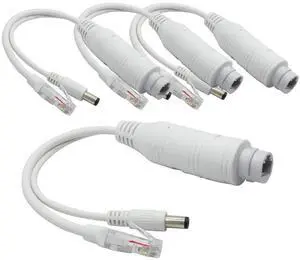 4-Pack Active 48V to 12V Waterproof PoE Splitter Adapter, IEEE 802.3af Compliant 10/100Mbps, for IP Camera AP Voip Phone and More, White