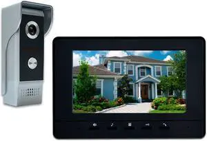Wired Video Intercom System, 7 Inches Video Doorbell Door Phone System, HD Camera Kits Support Unlock, Monitoring, Dual-Way Intercom for Villa Home Office Apartment
