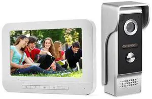 Video Intercom System, 7 Inche Monitor Wired Video Door Doorbell Kit, Outdoor IR Camera Door Intercom, Support Monitoring, 2-Way Audio Unlocking for Home