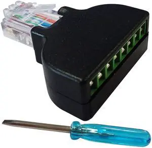 Vszerda RJ45 Male Plug to 8P 8C Female Bolt Screw Type terminals Ethernet Gold Plated Net Network Plug Cable AV CCTV UTP Cat5 Cat6 Cat7 Connectors (1 Pack)