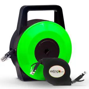 Retractable CAT6 Ethernet Cable Extender 33 ft Flat Portable Network Cable with RJ45 Male-Female connectors, 1 Gbps Speed, UTP Reel Retractable CAT6 Ethernet Cable Extender 33 ft Flat Portable Network Cable with RJ45 Male-Female connectors, 1 Gbps Speed, UTP Reel