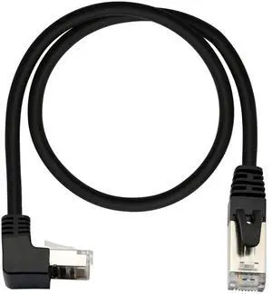 BUCIER Cat6 Ethernet Cable 1.5 ft,90 Degree RJ45 Male to RJ45 Male Internet Extension Cable for PC, Router, Modem, Printer, Xbox, PS4(Angle Up)