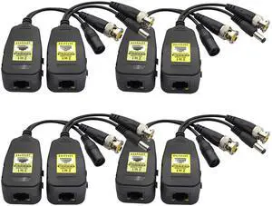 BUCIER Power Video Balun DC BNC to Cat5 RJ45 Network Transceiver HD-CVI/TVI/AHD/CVBS with DC Connector for 720P 960P 1080P 3MP 4MP 5MP 8MP CCTV Security DVR Surveillance Camera System(18cm-4Pairs)