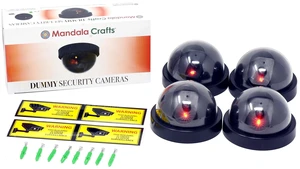 Fake CCTV Dummy Security Cameras with LED Light, 4 Pack Wireless, Easy to Install, with Mounting Kit, Simulated Surveillance, for Indoor, Outdoor, Trees, Weather Resistant Fake CCTV Dummy Security Cameras with LED Light, 4 Pack Wireless, Easy to Install, with Mounting Kit, Simulated Surveillance, for Indoor, Outdoor, Trees, Weather Resistant