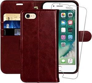 Iphone Se 20222020 5G CaseIphone 8 Wallet Case Iphone 7 Case47Inch Glass Screen Protector Flip Folio Leather Cell Phone Cover With Credit Card Holder For Apple Iphone 78Se2Se3