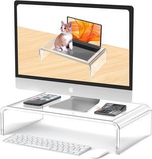 Acrylic Monitor Stand Riser Acrylic Laptop Stand Riser PC Holder Clear Computer Monitor Stand for Desk White Laptop Stand for Desk Compatible with iMac MacBook All Notebooks