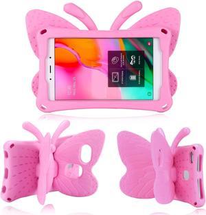 Fire HD 8 Kids Tablet 10th Gen 2020 Pretty Butterfly Case for Kids Girl EVA Foam Full Cover Fire HD 8 Tablet Kids case with Stand Pencil Holder Shockproof Rugged Case for Fire HD 8 Kids Pink