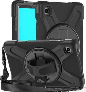 Galaxy Tab A7 Lite Case 8.7", SM-T225/T220/T227U Shockproof Rugged Case with Stand Hand Strap and Shoulder Belt for Galaxy Tab A7 Lite 8.7 inch 2021-Black