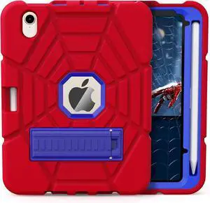 Grifobes Case for iPad mini 7th 2024 (A17 Pro) / Mini 6th Generation 2021 8.3", Heavy Duty Shockproof Cover with Pencil Holder Stand, for Mini 7/6 Gen 8.3 inch Case for Kids Boys (Red+Blue)